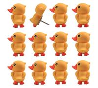 Rurili Decorative Mini Yellow Duck Shape Push Pins Hanging Nail Cute Style Thumbtack for Home Decoration Office School Wall Whiteboard Cork Board Picture Fabric 35 Pcs