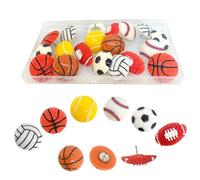 Rurili Mini Decorative Resin Ball Shaped Pushpin Thumbtack for Bulletin Board, Map, Cork Board, Walls, School, Office 24 Pcs