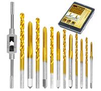 RURITKIT 12 Piece Metric Drill and Tap Set with 1 Tap Wrench M2 HSS Thread Tap Set M2 to M6 Combination Metal Drill and Tap Set with Box