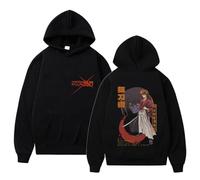 Rurouni Kenshin Hoodie Kenshin Himura Sweatshirt Long Sleeve Loose Manga Rurouni Kenshin Costume for Anime Fans Black