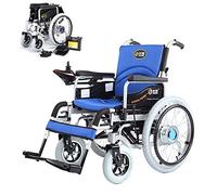 RURUANNA Portable Foldable Electric Wheelchair For Adults,Premium All Terrain Wheelchair With 500W Dual Motor,28.8" Big Rear Wheel,360° Joystick, Weight Capacity 100Kg,Manual Electric Switch,Blue