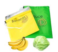 Rurunklee 2-Pack Reusable Produce Bags, Includes Banana Bag and Lettuce Bag, Keep it Longer Up to 2 Weeks Food Waste, 11" x 15"