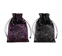 Rurunklee 2 Pieces Tarot Storage Bag Velvet Packing Pouches Star Drawstring Bag Protective Card Board Game Embroidery for Tarot Dice Card Jewelry Crystal Pouch