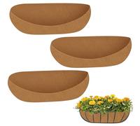 Rurunklee 3 Pack Felt Trough Planter Liners 24 Inch Fabric Window Box Liners Replacement Black Non-Woven Hanging Plant Liner for Planter Garden Fence Flower Baskets Vegetable Pot