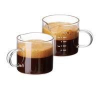 Rurunklee 75ml Espresso Measuring Cup,V-Shaped Pouring Spout Shot Glasses,Milk Jug with Handle for,Coffee,Cappuccino,Latte,Liquid(2 Pack)