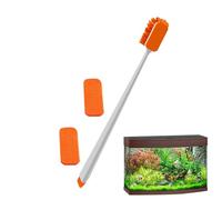 Rurunklee Aquarium Cleaning Tool,Double-Sided Sponge Scrubber Cleaner with Long Handle | Aquarium Brushes with Two Replacement Cotton, Cleaning Brushes for Glass Aquariums
