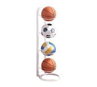 Rurunklee Basketball Ball Storage Rack, 4 Tier Cube Ball Metal Storage Holder, Freestanding Garage Sport Equipment Organizer Indoor Vertical Display Stand for Volleyball Football Basketball