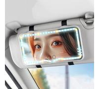 Rurunklee Car Vanity with LED Lights, Sun Visor Makeup Cosmetic Dimming Touch Sensor, Portable Travel Car Interior Accessories