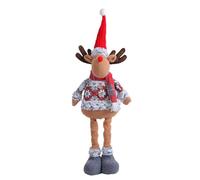 Rurunklee Christmas Decorations 24.4 "Plush Reindeer Figurine with Retractable Long Legs Christmas Ornament Home Decorations Doll Soft Door Window Table Tree Holiday Season Decor