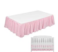 Rurunklee Crib Dust Ruffle - Dust Ruffle With Tassel Trim | Ruffled Crib Skirt With Pompoms, Microfiber Nursery Crib Toddler Bedding Skirts For Baby Boys Girls 28" X 52"