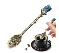 Rurunklee Crystal Coffee Spoon - Antique Crystal Alloy Carved Spoons - Retro Spoons, Crystal Rough Stone Tea Coffee Spoon Dessert Spoon Ice Cream Spoons for Stirring Mixing