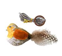 Rurunklee Electronic Sound Cat Toy - Battery Powered Bird Shape Cat Toys with Feather Tail - Interactive Multifunctional Cat Chew Toy, Elastic Cord Chaser Toys for Cats, Kittens, Pets