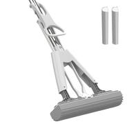 Rurunklee Hand Mop,Small Self-Squeeze Sponge Mop - Super Absorbent Roller Mop Wet and Dry Cleaning Tool, Folding Hands- Easy Squeeze Flat Mop for Floor, Tile, Marble