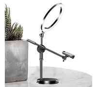 Rurunklee LED Ring Light Phone Holder | Articulating Arm With Selfie Ring Light And Phone Holder | Overhead Camera Mount Tripod Stand For Live Streaming, Online Teaching, And Video Production