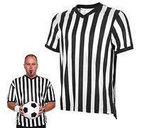 Rurunklee Men's Referee Shirt V Neckline Black and White Striped Mens Ref Shirt Jersey Short Sleeve Football Halloween Costume