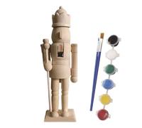 Rurunklee Paint Your Own Wooden Nutcracker Soldier 7.8", Wood Nutcracker Unfinished with Paint Kit, Wooden Nutcracker Unpainted, Paintable Nutcracker Figures Christmas Tree Ornaments
