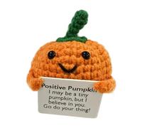 Rurunklee Positive Pumpkin Doll, 3.1 Inch Funny Knitted Pumpkin Toy with Positive Card, Woolen Cute Positive Pumpkin Crochet Cheer Up for Friends Encouragement Decoration