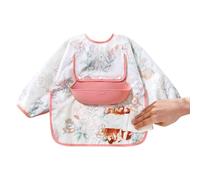 Rurunklee Sleeved Bibs for Babies | Waterproof Smock Baby Bib With Storage Pocket for Eating - Toddler Led Weaning Supplies for Sandbox Games Supplementary Food Addition