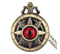 Rurunklee Smooth Pocket Watch, Classic Mechanical Movement Gemstone Pocketwatch, Vintage Copper Mechanical Pocket Watch for Father's Day, Male Husband