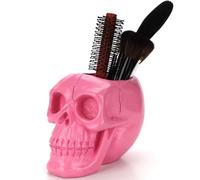 RURUOGUK Skull Pen Pencil Holder Makeup Brush Holder Flower Pot Key Storage Home Office Decor, Gothic Resin Skeleton Container for Makeup, Keys, Jewellery, Stationery, Spare Coins, Candy (Red)