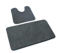 Rururug 2-Piece Bathroom Rug Set, Soft Microfibre Bathroom Mat and Toilet Rug with Cut-Out, Non-Slip Bath Mat, Washable, Grey, 50 x 80 cm + 50 x 40 cm