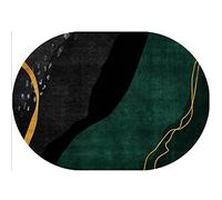 Rururug Area Rug Non-Slip Carpet for Living Room Bedrooms Laundry Room Decor Floor Accent Bedside Fireplace Sofa, green grey black with golden lines Oval 80 x 150 cm