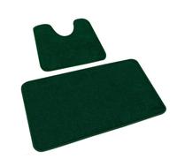 Rururug Bath Mat Sets 2 Piece Washable Microfiber Bathroom Mats New Point Plastic Non-slip Bottom Bath Rug and Toilet Mat Set (Green, 50x80cm+50x40cm)