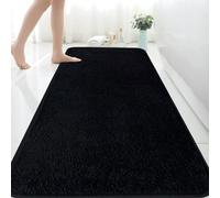 Rururug Extra Large Bath Mat, 150x60 cm Super Absorbent Microfiber Bathroom Rug, Non-Slip Anti-Mould Bath Mat, Machine Washable Long Bathroom Mat for Bathroom & Bedroom, Black