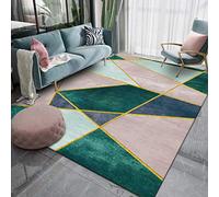 Rururug Modern Anti-Slip Rug Designer Area Carpet Pink and green contrasting gold thread stitching Traditional Durable Fashionable Easy Maintenance 100x160CM_(3ft28''x5ft3)