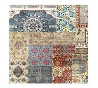 Rururug Teppich Quadratisch Kurzflor Wohnzimmer Schlafzimmer Korridor Badezimmer Küche Büro Sofa dekorativen Balkon betten, Geometrisches Blumen-Patchwork-Design Square 200 x 200 cm
