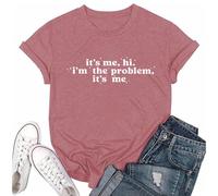 RUSASKO Womens It's Me Hi I'm The Problem It's Me Novelty Print T Shirts Casual Tees Tops