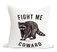 Rusenbao Funny Raccoon Decor Throw Pillow Covers 18×18, Fight Me Coward Raccoon Gifts Bed Decorative Pillows Covers, Raccoon Stuff, Decor for Couch Home Sofa Bed