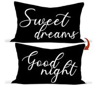 Rusenbao Sweet Dreams Black Throw Pillow Covers, Bed Decorative Pillows Covers, 12x20 Pillow Cover, Home Decor for Couch Bedroom Guest Room