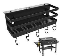 RUSFOL Upgraded Stainless Steel Griddle Caddy for 28"/36" Blackstone Griddles, with a Allen Key, Space Saving BBQ Accessories Storage Box, Free from Drill Hole&Easy to Install