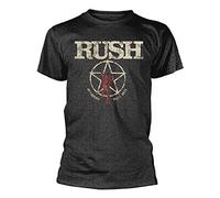 Rush T Shirt American Tour 1977 Band Logo distressed new Official Mens Dark Grey