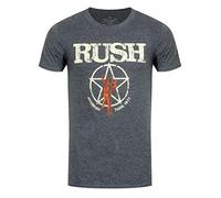 Rush T Shirt American Tour 1977 Band Logo distressed new Official Mens Dark Grey