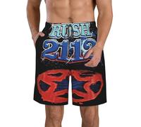 Rush-Beach Shorts Rock Band Hip Hops Men's Swim Shorts Quick Dry Board Shorts Casual Lounge Shorts with Mesh Lining Gift for Fans X-Large