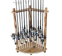 Rush Creek Creations Rustic Log 12 Fishing Rod Storage Corner Rack - Handcrafted Solid Pine - No Tool Assembly, wood (37-0029)
