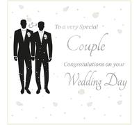Rush Design Male Same Sex Wedding Congratulations Card - Special Couple Two Grooms with Embellishments - Eco-Friendly and Recyclable