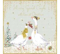 rush designs Special Couple Christmas Card - Geese in Snow with a Foil Finish and Embellishments - Eco-Friendly and Recyclable