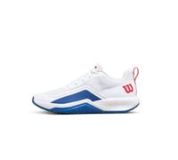 Wilson Men's Tennis Shoes Rush Pro Lite All-Court White/Deja Vu Blue/Wilson Red, 11