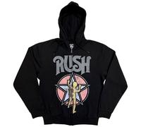 Rush Starman 2112 Band Logo Zipped Hoodie L Black