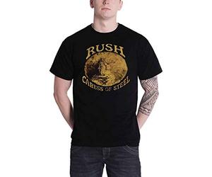 Rush T Shirt Caress of Steel Track List Band Logo Official Mens Black S