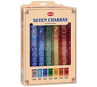Rushant HEM Seven Chakra Incense Sticks with Wooden Holder, 7 Packs, 35 Sticks Total, Chakra Fragrance Set for Meditation, Yoga, Relaxation, Healing & Positivity