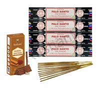 Rushant Sandal Saffron Dhoop Sticks with Satya Palo Santo Incense Sticks - 15g x 4 Packs | Original Satya Agarbatti Combo for Meditation, Yoga, Relaxation, Pooja & Aromatherapy