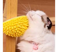 Rushbom Groomer for Cats, Durian Shape, Grooming Massage Brush, Self Adhesive Wall Corner Scratcher Comb, PVC ABS Catnip Container, Corner Scratcher