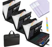Rushclick File Folder, Large-Capacity Fireproof and Waterproof Folder, Expanding File Organizer, Detachable Files Jackets with Handle, Important Document Folders with Colored Tabs (3pcs)