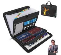 Rushclick File Folder, Rushclick Expanding File Folder Organizer, Large Capacity A4 Fireproof Files Folders with Handle, Waterproof Files Folders with 13pocket, Colored Tabs (1PC)
