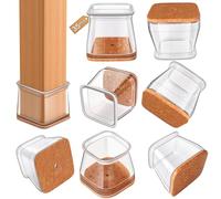 RUSIDO 35 PCS Chair Leg Floor Protectors, Silicone Chair Leg Caps, Square Covers for Hardwood, Protect Wooden Floors from Scratches and Noise Reduction-Medium(Fit Length: 19-25mm)