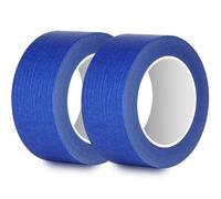 Rusoz 2 Rolls Masking Tape For Painting 50mm, Blue Painters Tape 50m In Length, High Viscosity Tearable & Impermeable Painting Decorating Tape For Decoration Auto Repair And Artwork